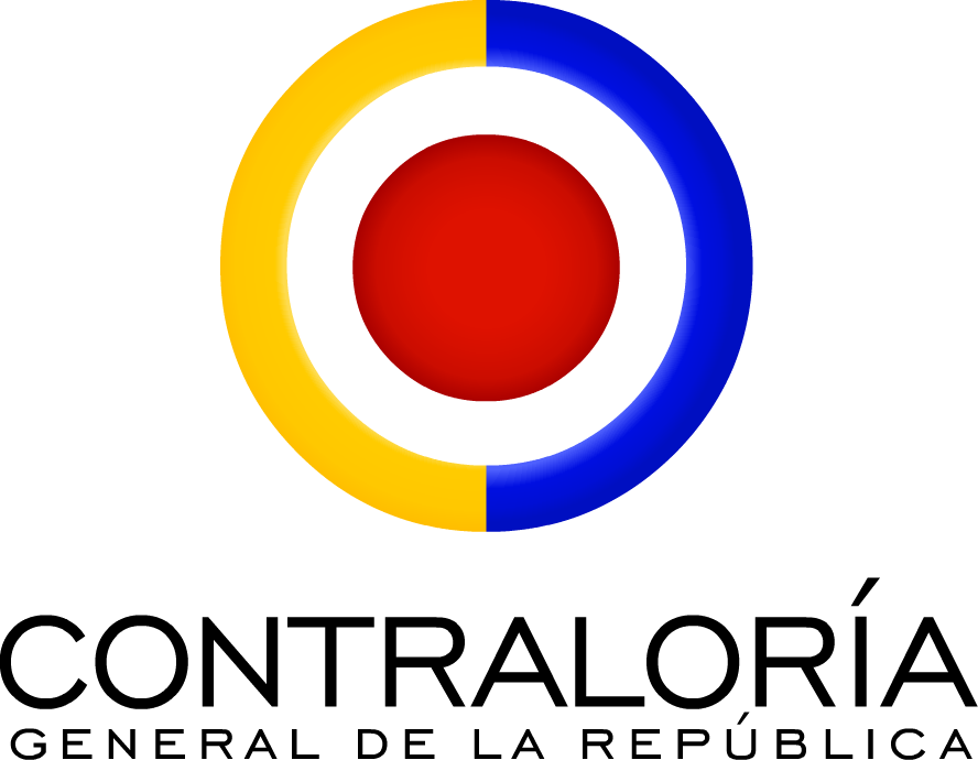 Logo de la contraloría general de la república. Un círculo rojo con un círculo exterior mitad azul, mitad amarillo