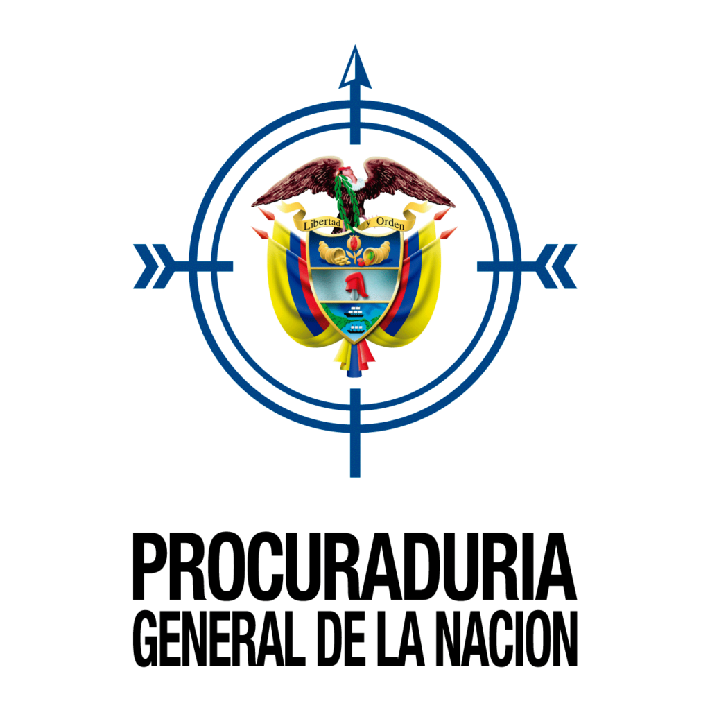 Logo de la procuraduría. Un ave sobre el escudo de Colombia